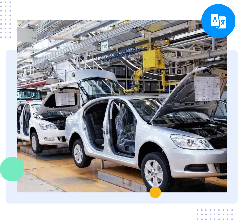 Automotive translation services for car manufacturing and EV sectors.