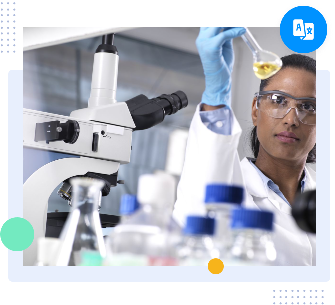 Scientist conducting biotechnology lab testing for clinical and regulatory reporting