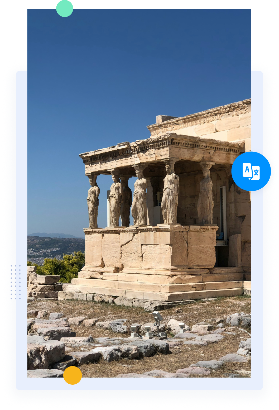 Ruins of an ancient Greek temple on a hill.