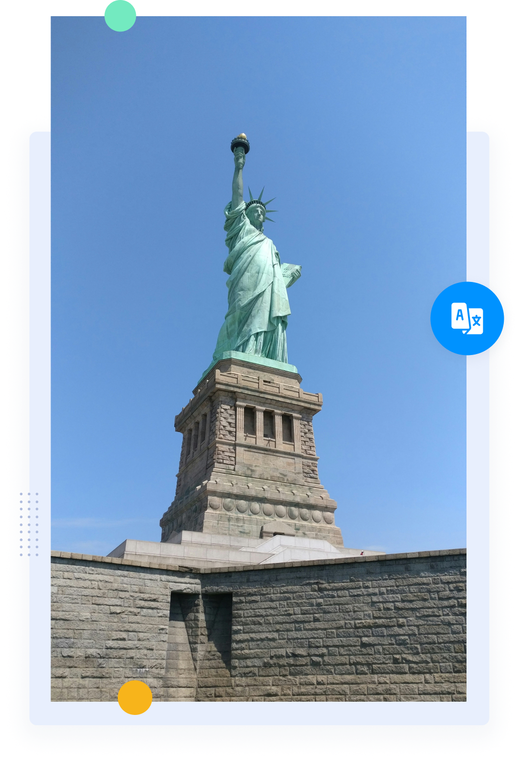 The Statue of Liberty monument against a clear blue sky.